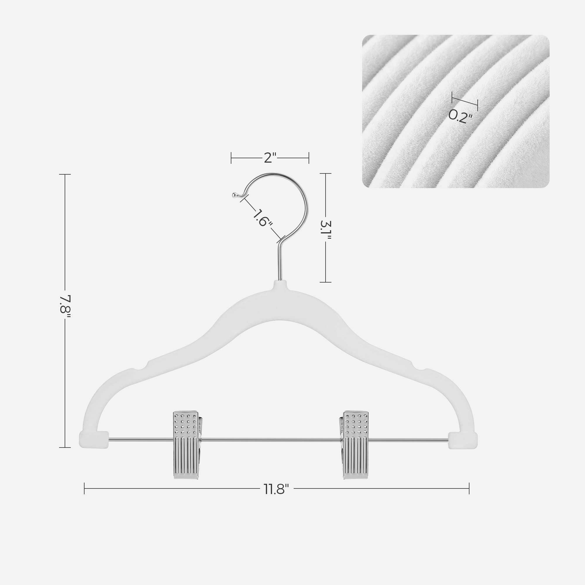 SONGMICS 30 Packs Baby Pants Hangers with Clips, Kids Hangers with 6 Clothes Dividers, Non-Slip Children’s Clothes Hanger, White UCRF013W30 - Image 6