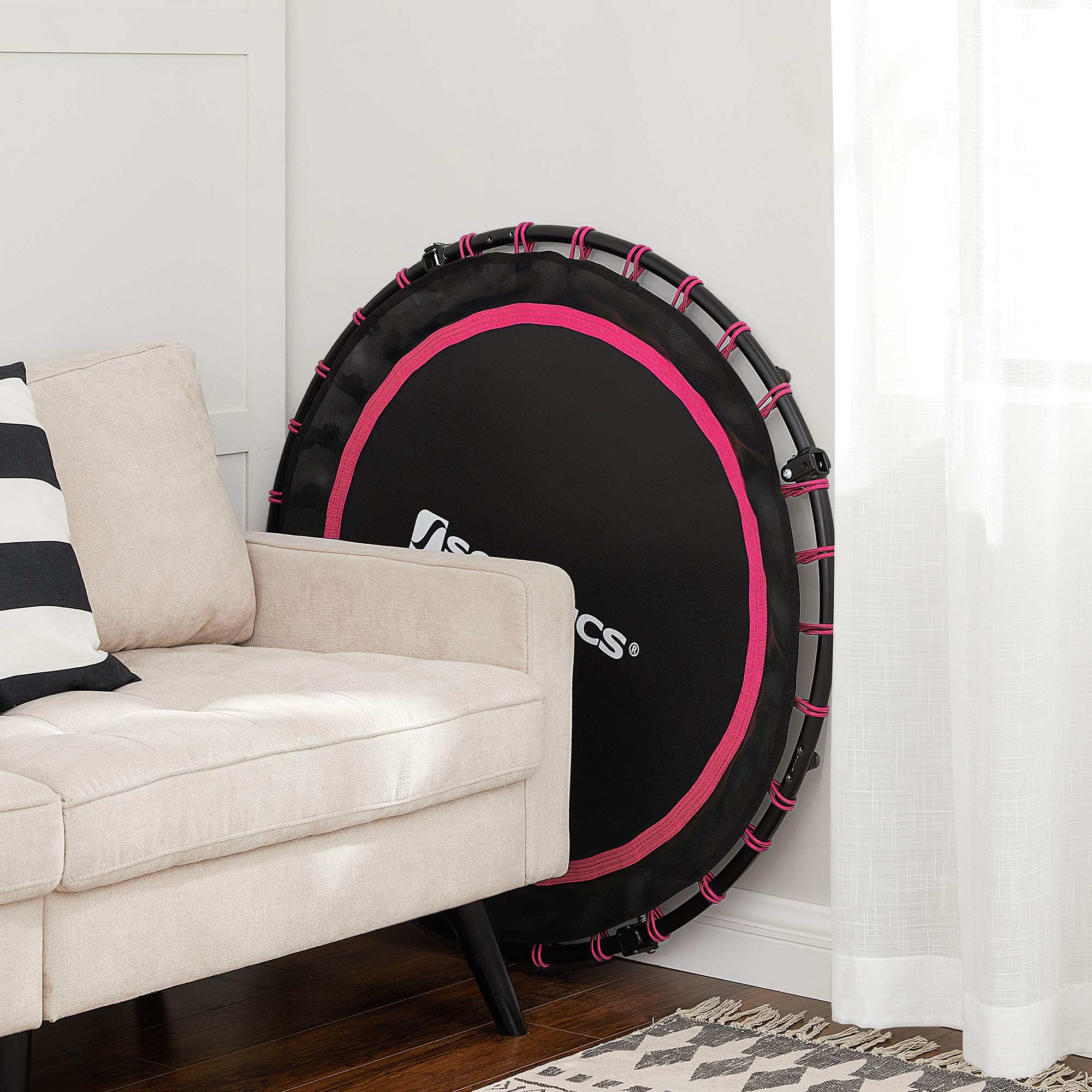 SONGMICS 40 Inches Mini Fitness Trampoline, Fitness Rebounder with Adjustable Handrail, Foldable Trampoline for At-Home Workout, Max. Load 264.6 lb - Image 8