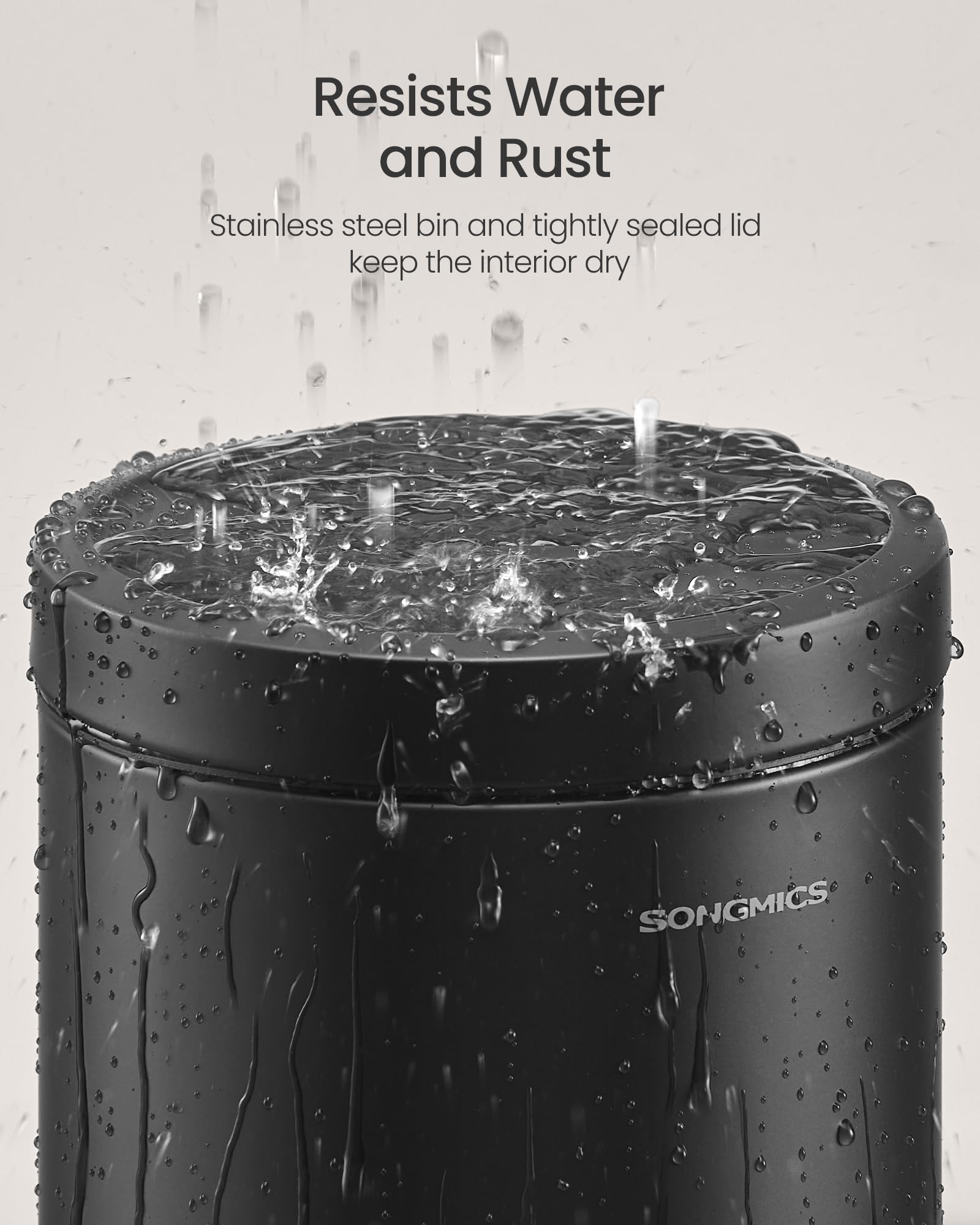 SONGMICS Bathroom Trash Can, 1.6 Gallon (6 L) Small Toilet Garbage Bin with Lid, Soft-Close, Stainless Steel, Pedal, Inner Bucket, Bedroom, Ink Black ULTB016BZ01 - Image 3