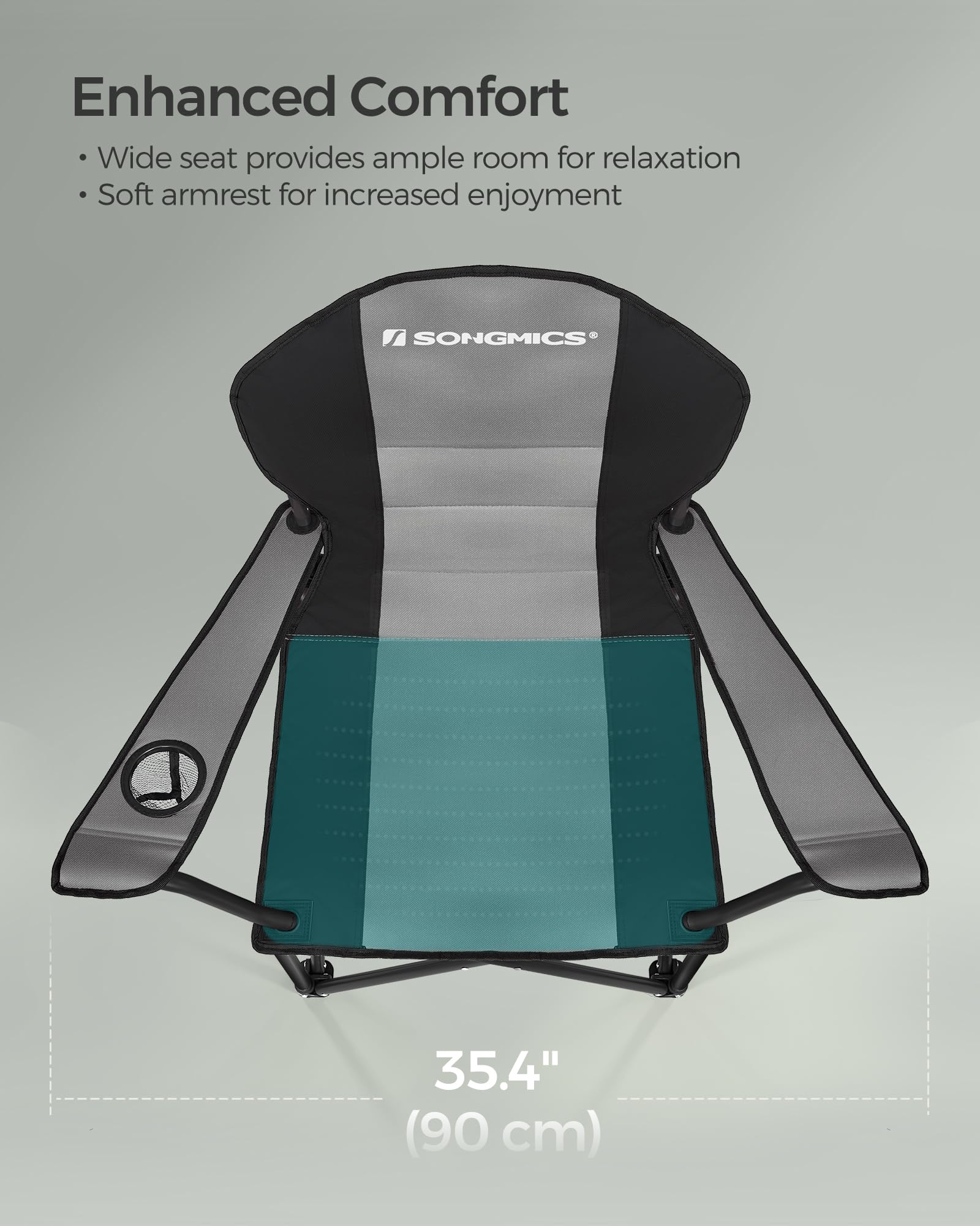 SONGMICS Camping Chair, Lightweight Folding Beach Chair, Adjustable Height, Steel Frame, Portable for Outdoor Travel - Image 7