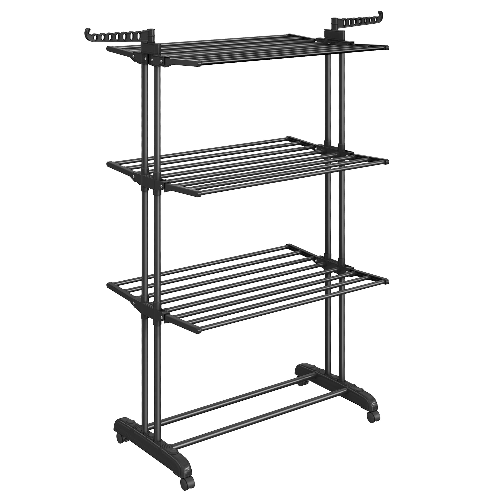SONGMICS Clothes Drying Rack Stand 4-Tier, Foldable Laundry Drying Rack 68.1-Inch Tall, Stainless Steel, Rolling Clothes Horses Dryer Rack, Easy to Assemble, Indoor Outdoor Use, Ink Black ULLR701B01 - Image 8