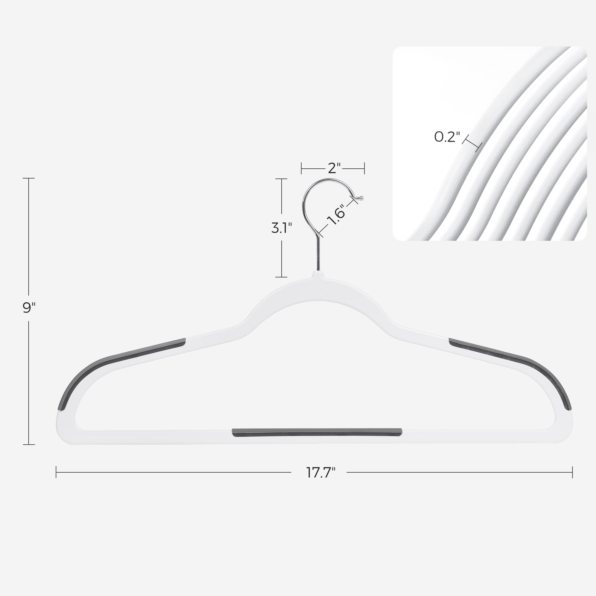 SONGMICS Clothes Hangers, Pack of 50 Plastic Coat Hangers, Space-Saving, Cloud White and Dark Gray UCRP050W50 - Image 6