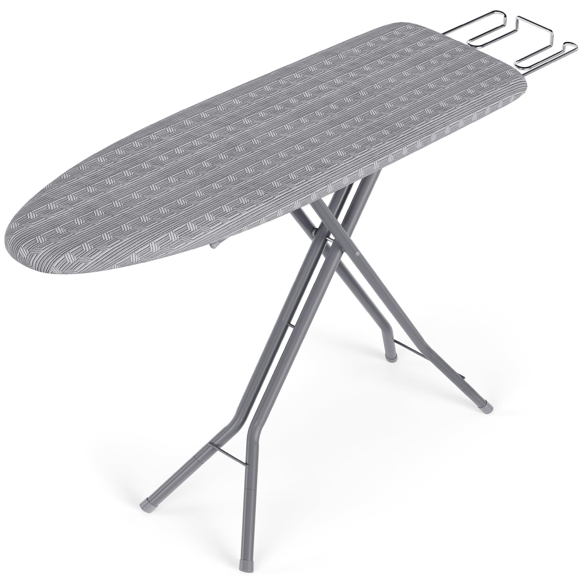 SONGMICS Ironing Board, Foldable Iron Board, Height Adjustable up to 35 Inches, with 4 Layered Cover and Pad, Iron Rest, Hook, Steel X-Legs, for Home, Laundry Room, Dorm, Dove Gray ULLB001G01 - Image 7