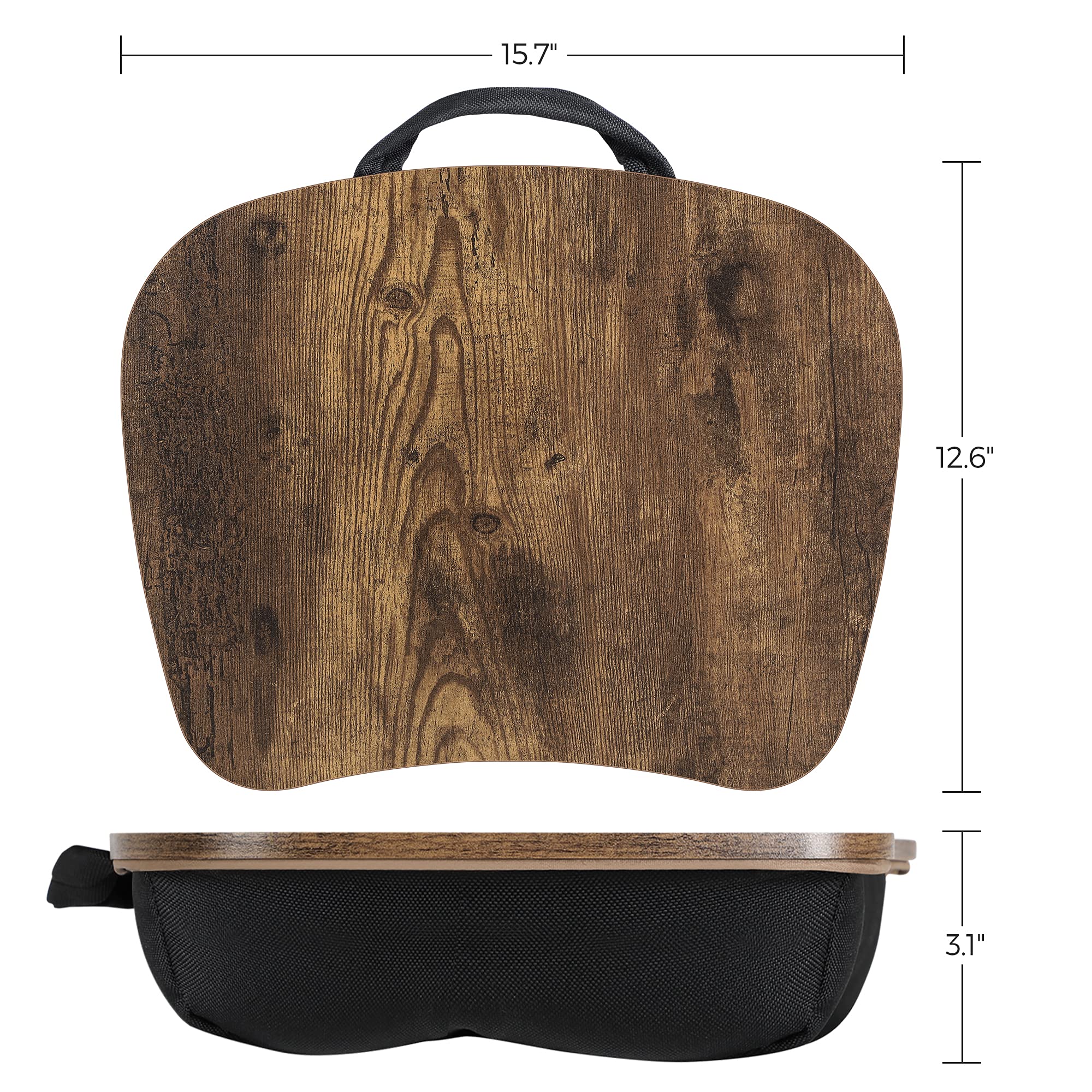 SONGMICS Lap Desk, Bed Tray, Laptop Table with Handle, Cushion, 12.6 x 15.7 x 3.1 Inches, Rustic Brown ULLD109B01 - Image 4