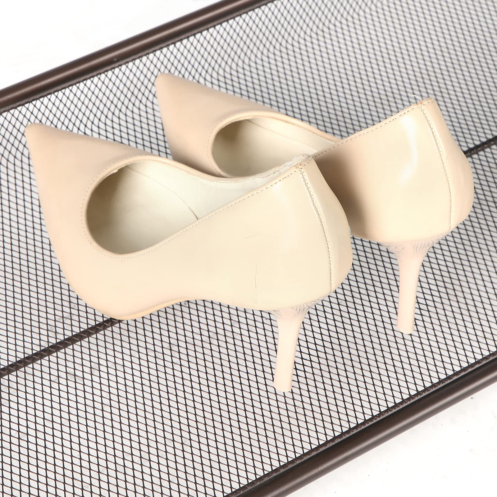 SONGMICS Shoe Rack, 6-Tier Shoe Organizer, Metal Rack for Garage, Set of 2, 3-Tier Stackable Shelf, with Adjustable Flat or Angled Shelves, 18-24 Pairs, Bronze ULMR03A-2 - Image 9