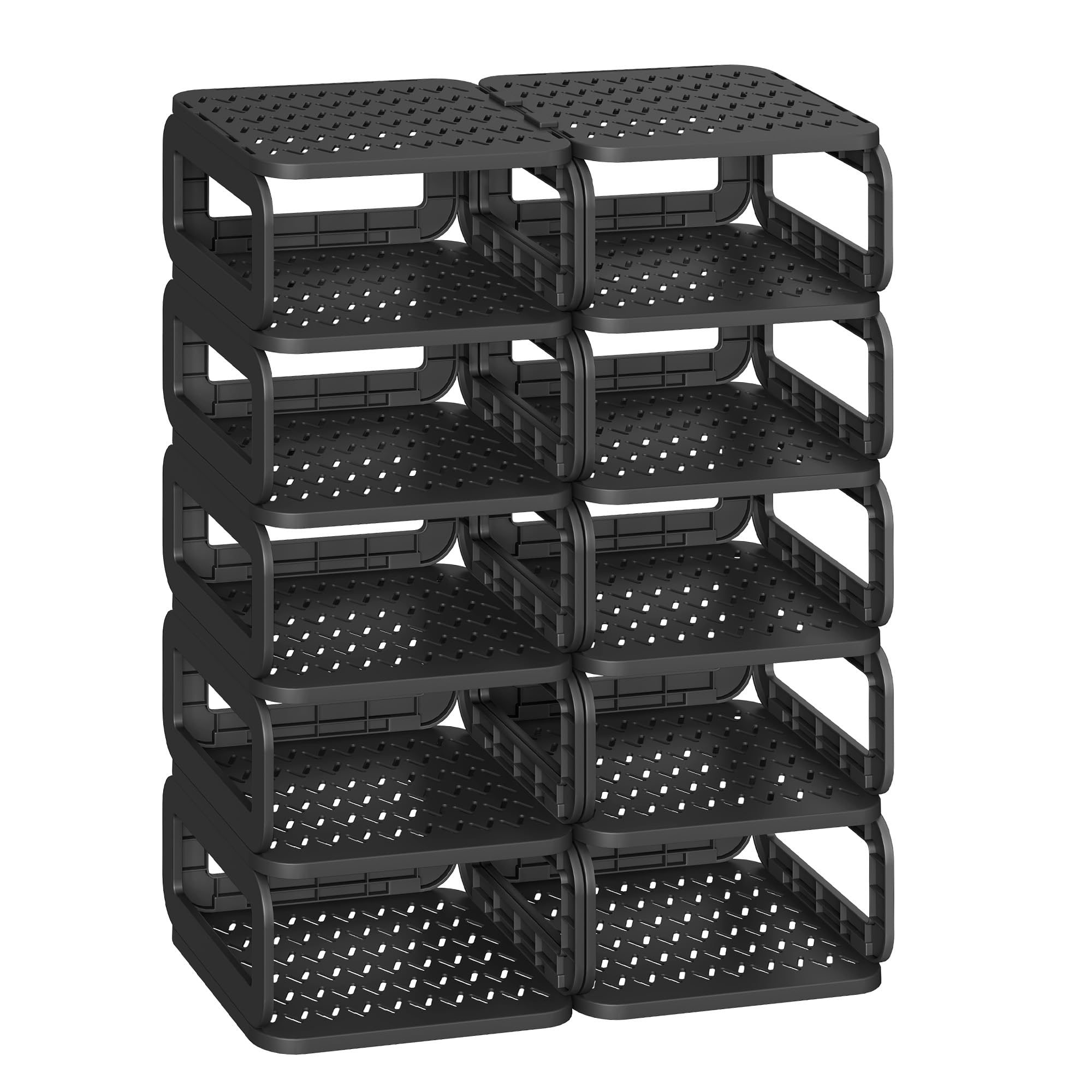 SONGMICS Shoe Rack, Shoe Organizer, 12 Shelves, Shoe Storage, Narrow Shoe Shelf, Open Shelf for Entryway, Living Room, Bathroom, Space-Saving, Ink Black ULPC038B01 - Image 7