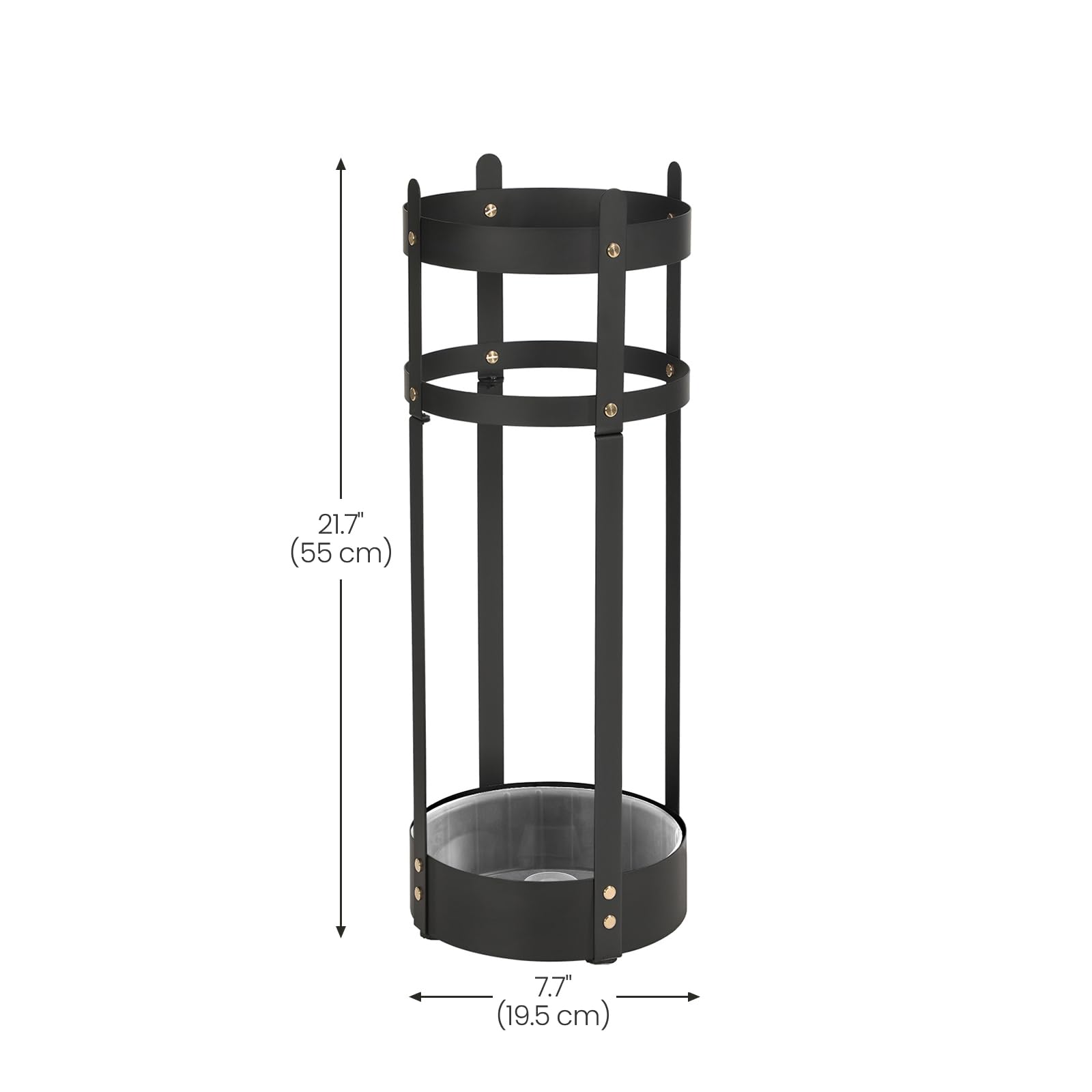 SONGMICS Umbrella Stand, Steel Round Umbrella Holder Rack, 7.7 x 7.7 x 21.7 Inches, with Detachable Drip Tray, for Entryway, Office, Stable, Assembly Required, Matte Black ULUC28BK - Image 4