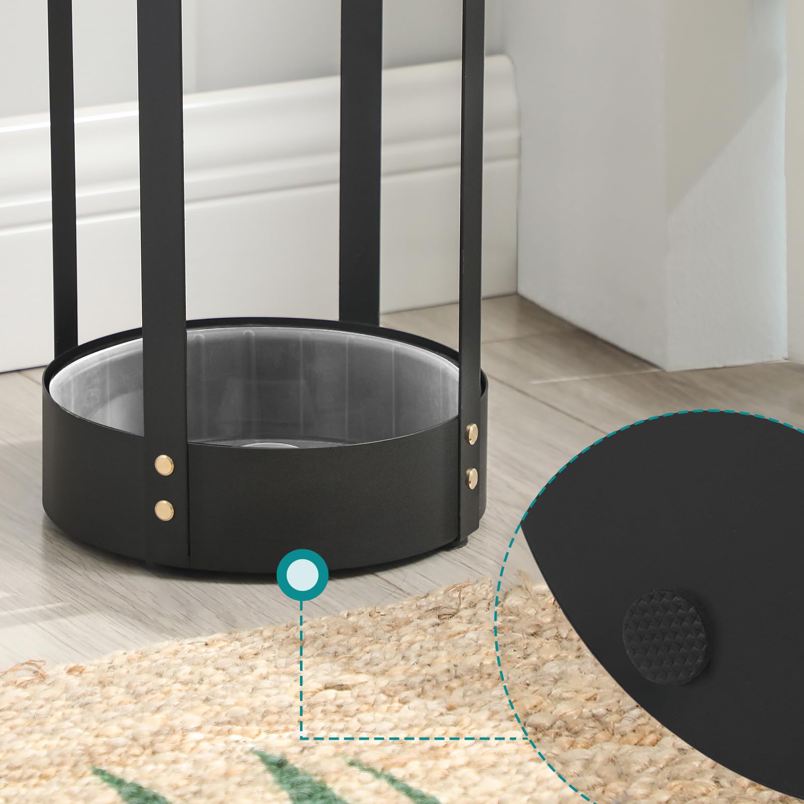 SONGMICS Umbrella Stand, Steel Round Umbrella Holder Rack, 7.7 x 7.7 x 21.7 Inches, with Detachable Drip Tray, for Entryway, Office, Stable, Assembly Required, Matte Black ULUC28BK - Image 7