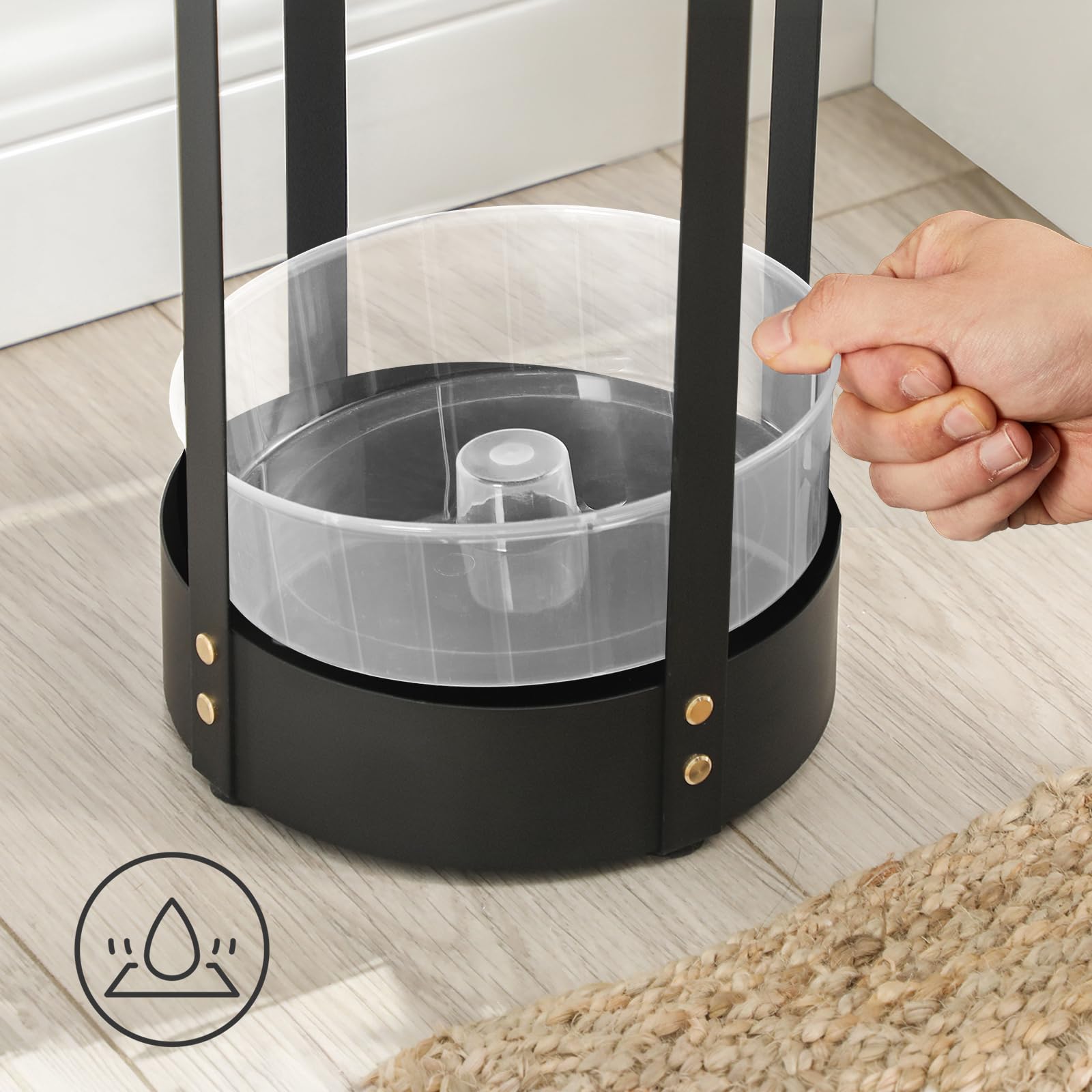 SONGMICS Umbrella Stand, Steel Round Umbrella Holder Rack, 7.7 x 7.7 x 21.7 Inches, with Detachable Drip Tray, for Entryway, Office, Stable, Assembly Required, Matte Black ULUC28BK - Image 8