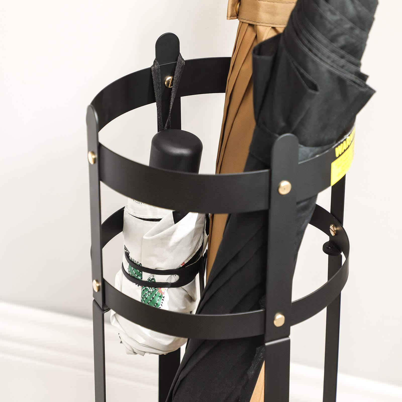 SONGMICS Umbrella Stand, Steel Round Umbrella Holder Rack, 7.7 x 7.7 x 21.7 Inches, with Detachable Drip Tray, for Entryway, Office, Stable, Assembly Required, Matte Black ULUC28BK - Image 9