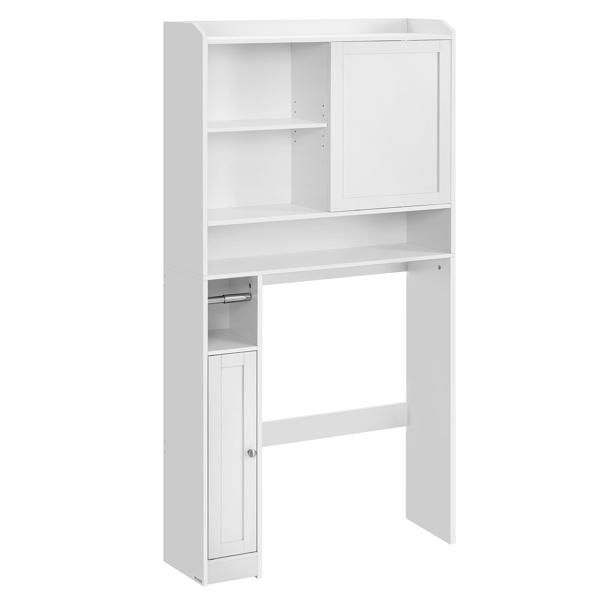 VASAGLE Over The Toilet Storage Shelf, Bathroom Storage Cabinet with Sliding Door, Adjustable Shelves, Toilet Paper Holder, Space-Saving, Modern, 9.8 x 32.7 x 66.9 Inches, Cloud White UBTS018W01 - Image 7